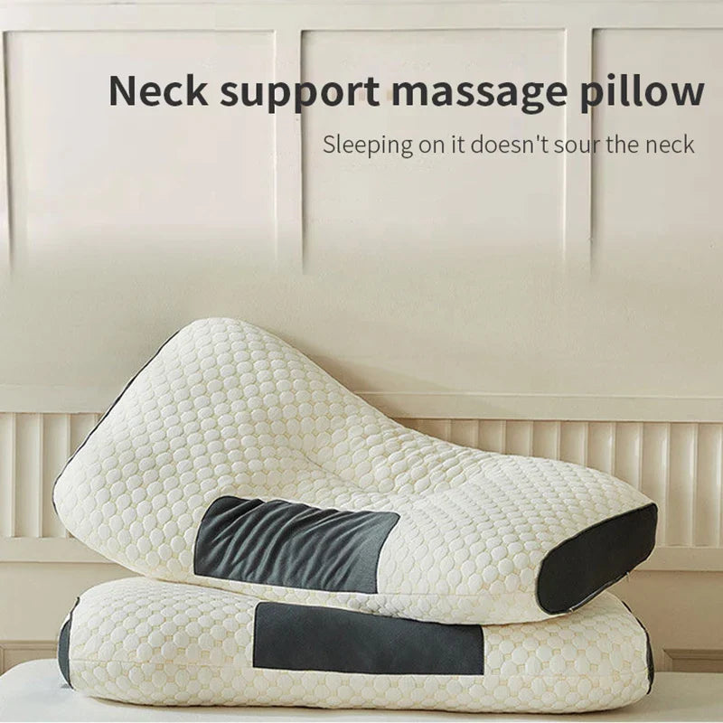 Cervical Support Orthopedic Neck Pillow with 3D Massage & Antibacterial Breathable Mesh