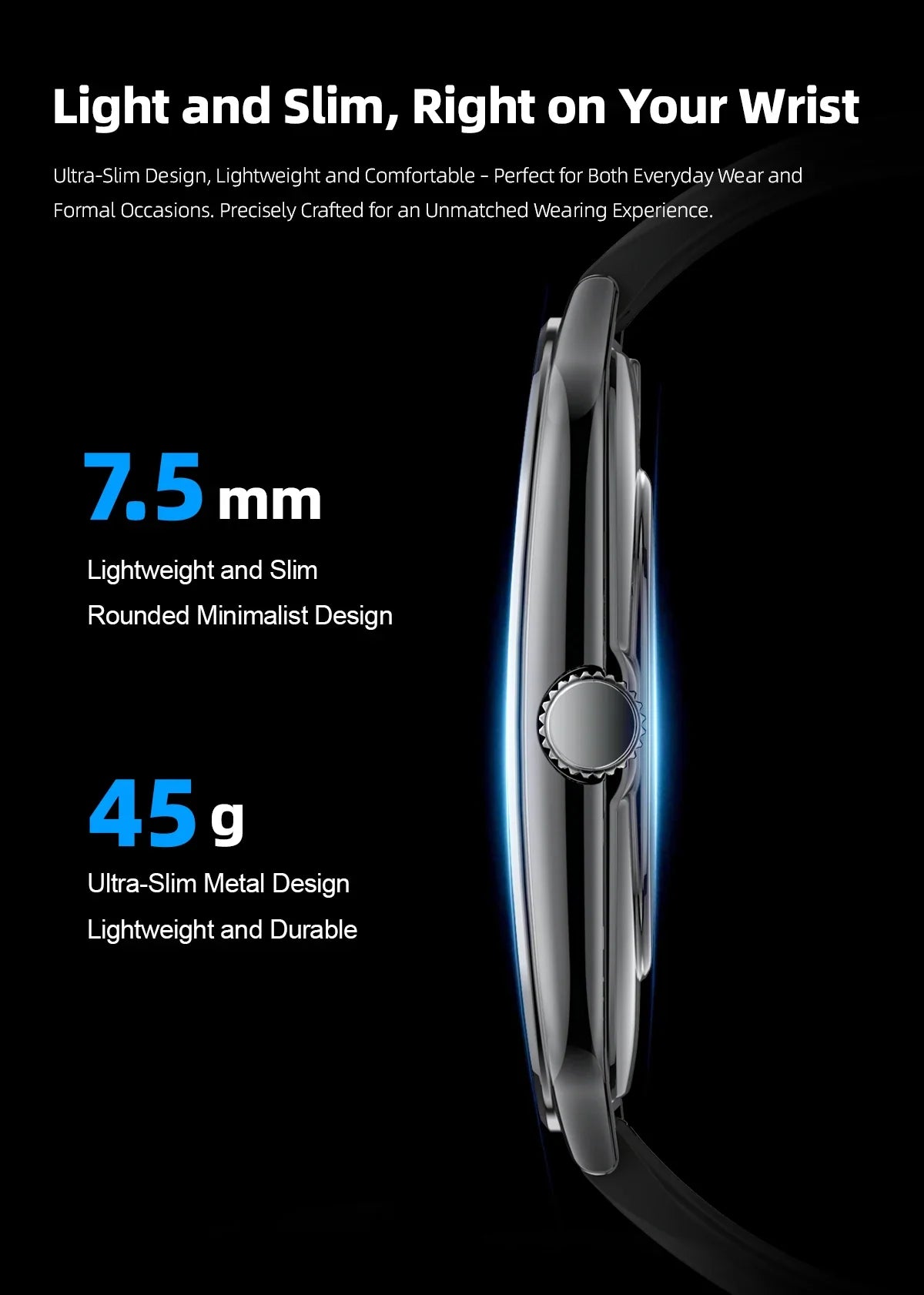 Ultra-Thin and Lightweight Brilliant 1.96” AMOLED Display Health Monitoring Smartwatch