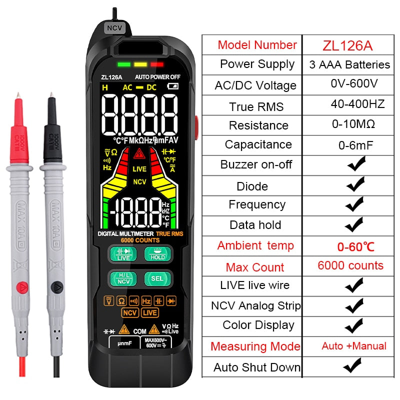 Professional Digital Current / Voltage Smart Multimeter
