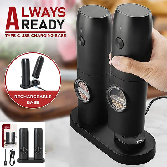Automatic Rechargeable Salt & Pepper Grinder With LED Light