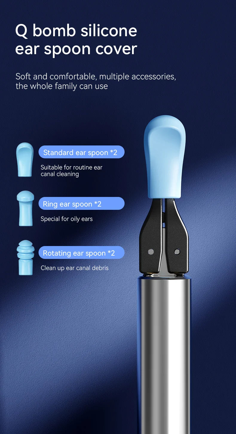 WiFi 3-in-1 Ear Otoscope- HD Camera 360° Precision Robotic Tweezer & Gentle Silicone Earpick