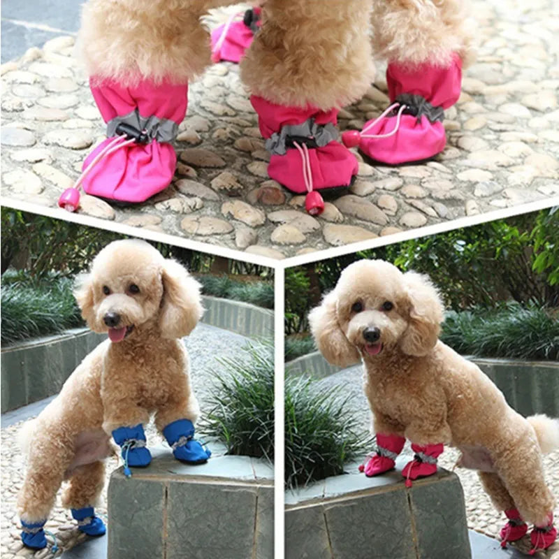 Waterproof Small Pet Anti-slip Rain Boots (4pcs)