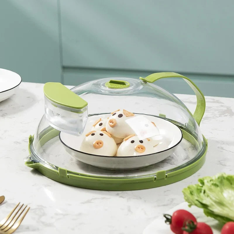 MoistureLock Smart Microwave Splatter Cover with Built-in Hydration for Soft & Juicy Food