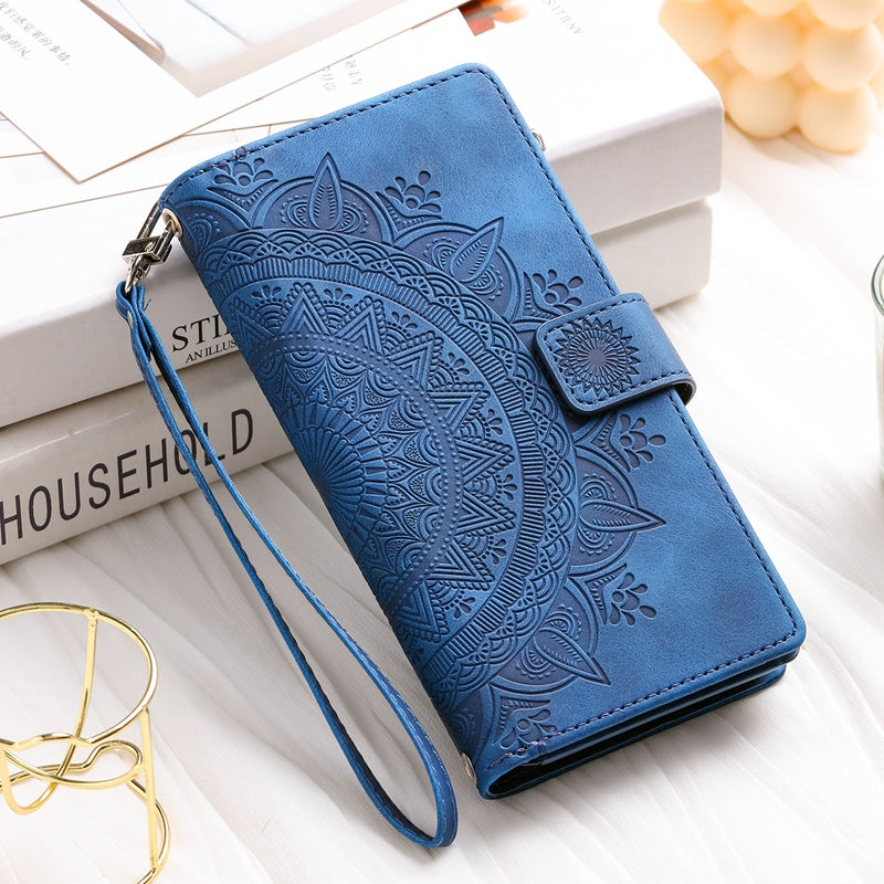 Full Screen Protection Deluxe Zipper Wallet Case with Foldable Kickstand for iPhone