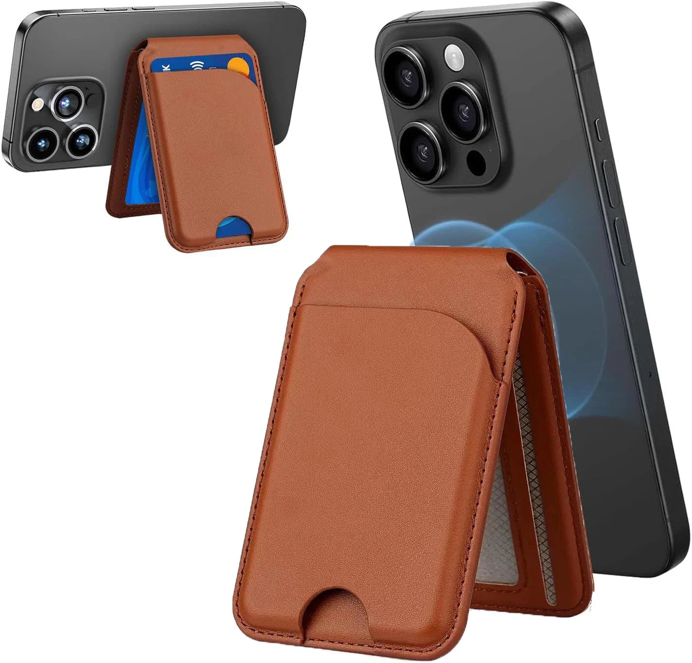 MagSafe 3-in-1 RFID-Blocking Magnetic Card Holder with Adjustable iPhone Stand