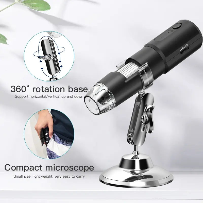 Wifi Digital Microscope 50X-1600X Magnification With Adjustable Stand for IOS & Android