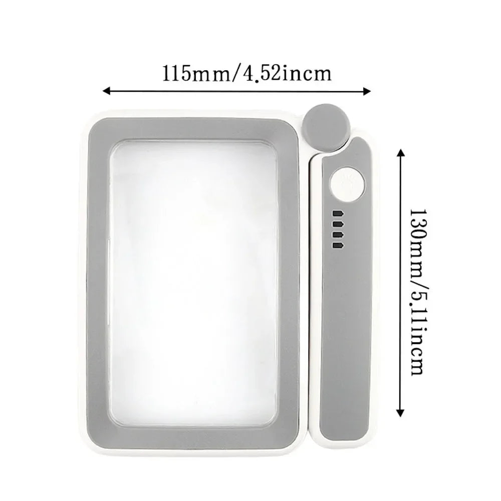 Rechargeable HD x4 Folding Elderly Reading Magnifier with LED Lights