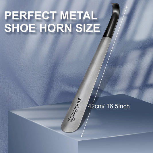 Metal Long Handle 16.5" Bend-Free Shoehorn Helper For The Elderly