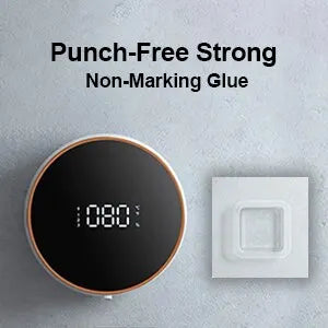 Touchless Wall Mount (Punch-Free ) Rechargeable Foam Soap Dispensers with LED Temperature Display