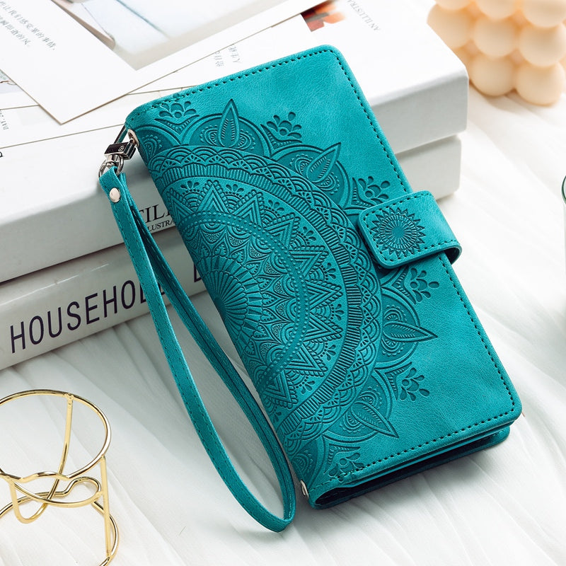 Full Screen Protection Deluxe Zipper Wallet Case with Foldable Kickstand for iPhone
