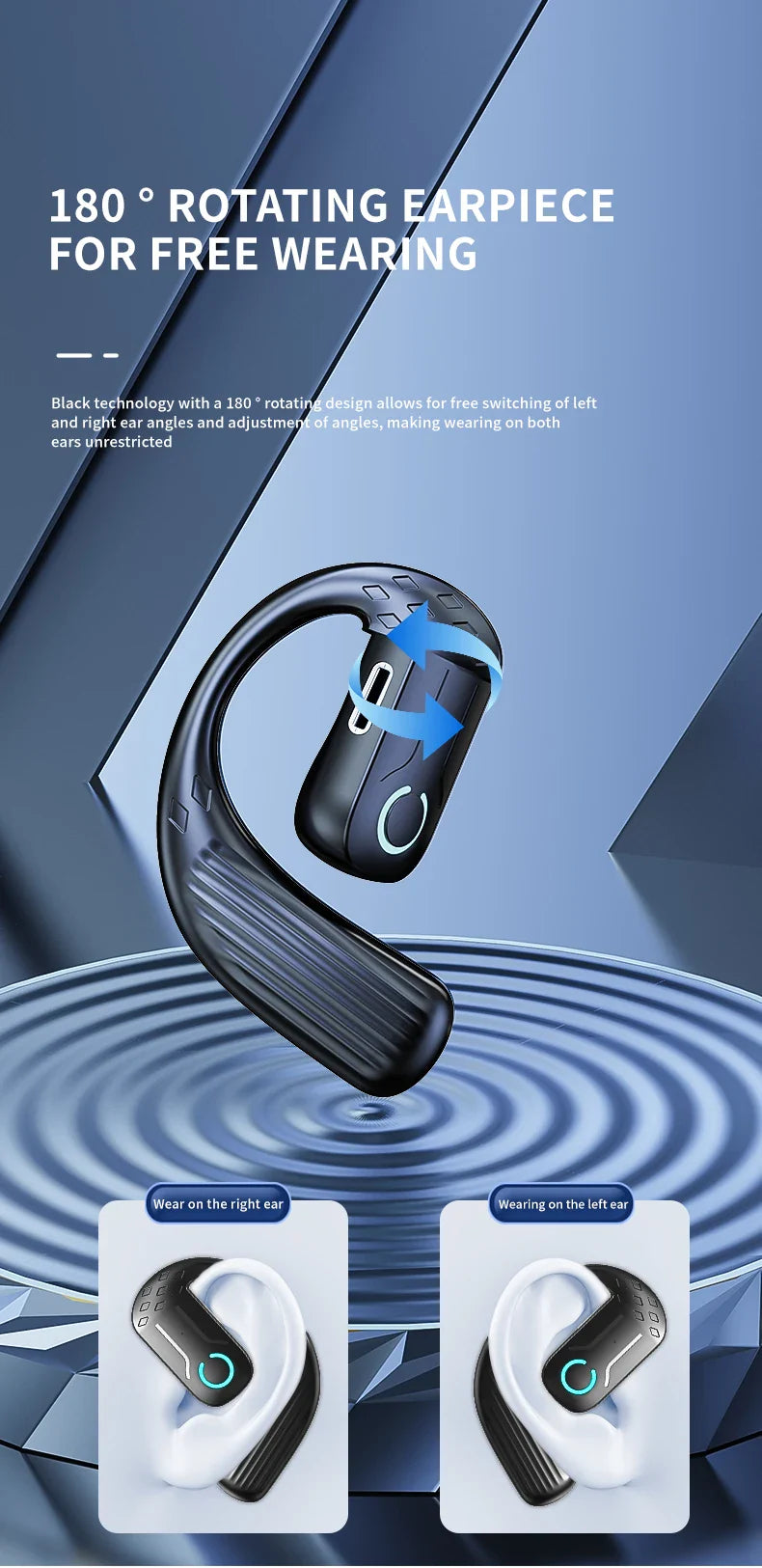 Comfort-Fit 180°Rotation Crystal Clear Calls & ENC Noise Reduction Stereo Sound Headset