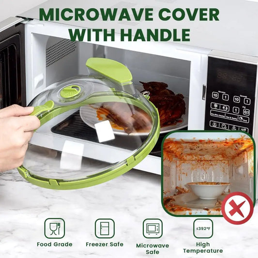 MoistureLock Smart Microwave Splatter Cover with Built-in Hydration for Soft & Juicy Food