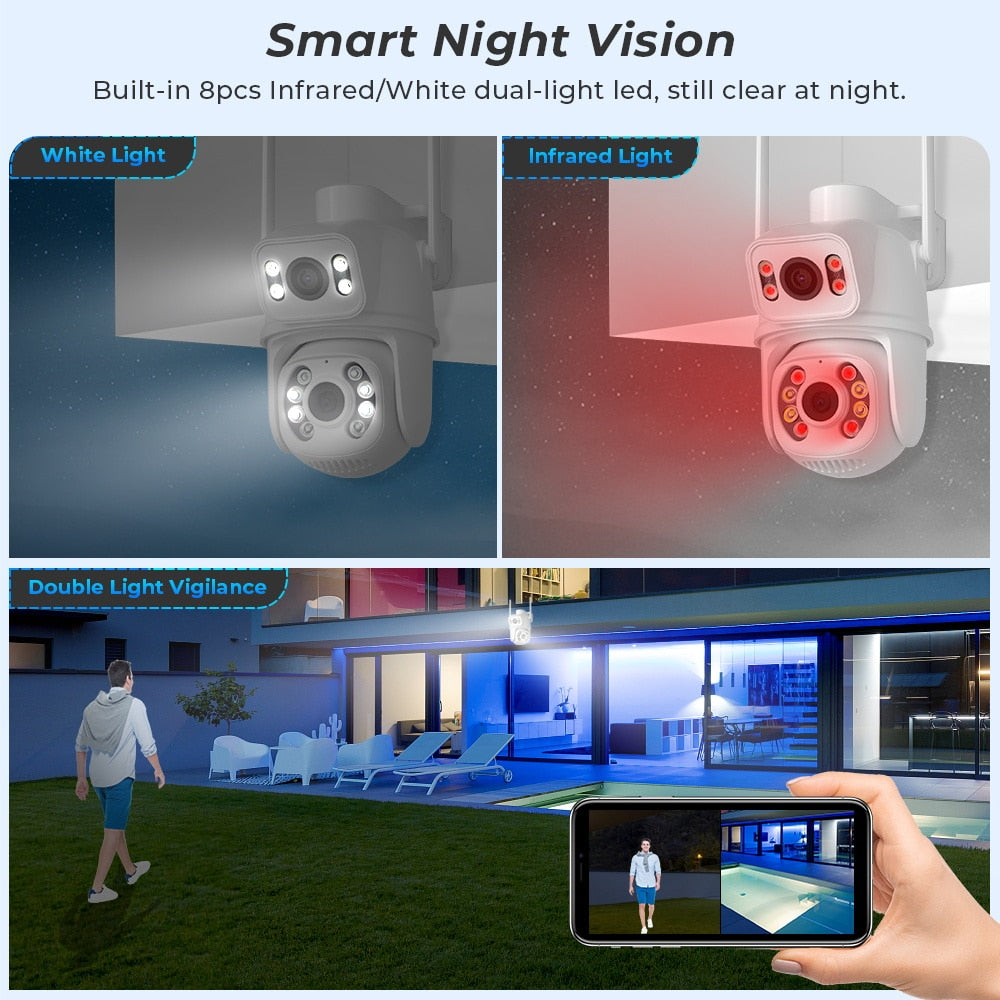 PTZ 4K HD Dual Lens/ Dual Screen Wifi Ai Smart Camera