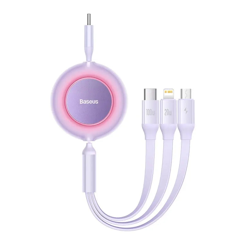 Baseus 3 in 1 (Type-C / Apple / Micro) Retractable Super Fast 100W Charger Cable