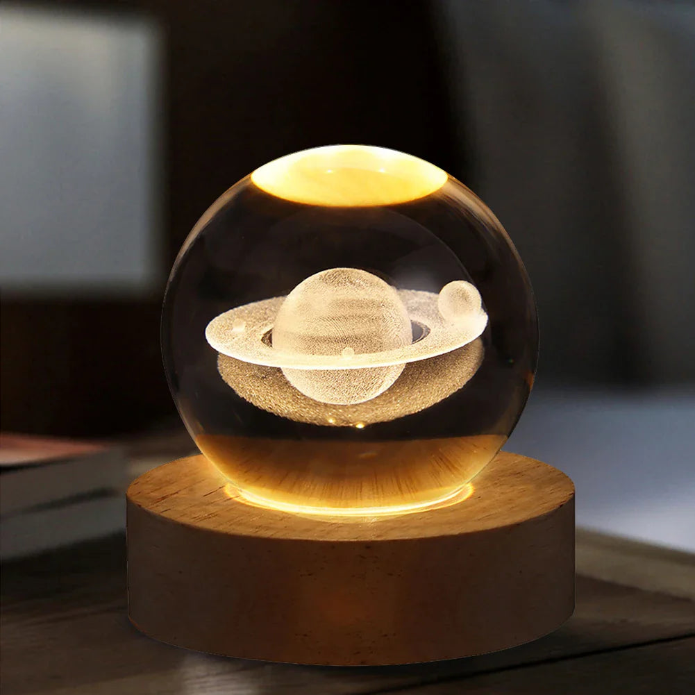 Unique USB Night Light 3D LED Crystal Ball with Galaxy Projections