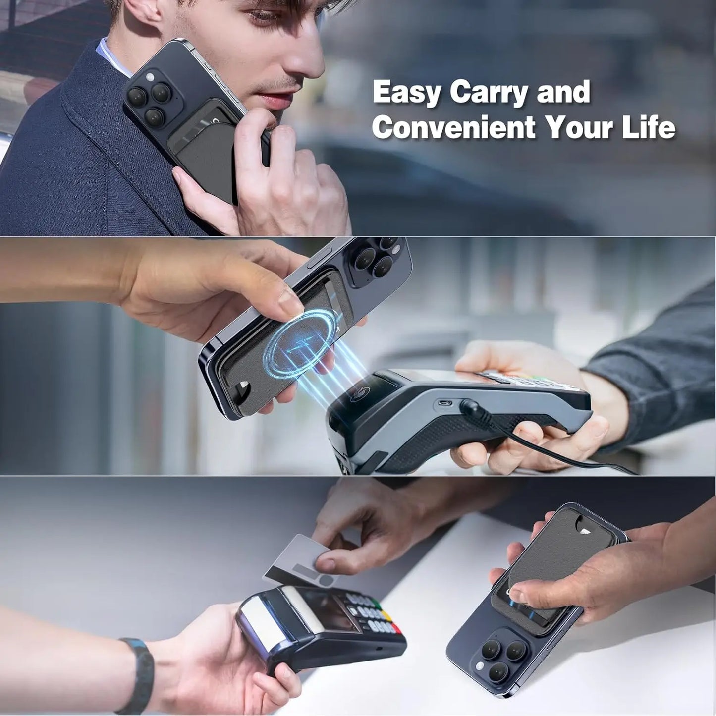 MagSafe 3-in-1 RFID-Blocking Magnetic Card Holder with Adjustable iPhone Stand