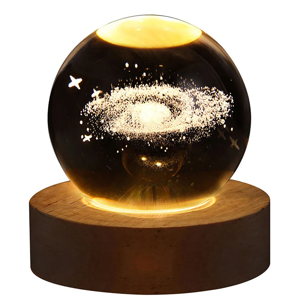 Unique USB Night Light 3D LED Crystal Ball with Galaxy Projections