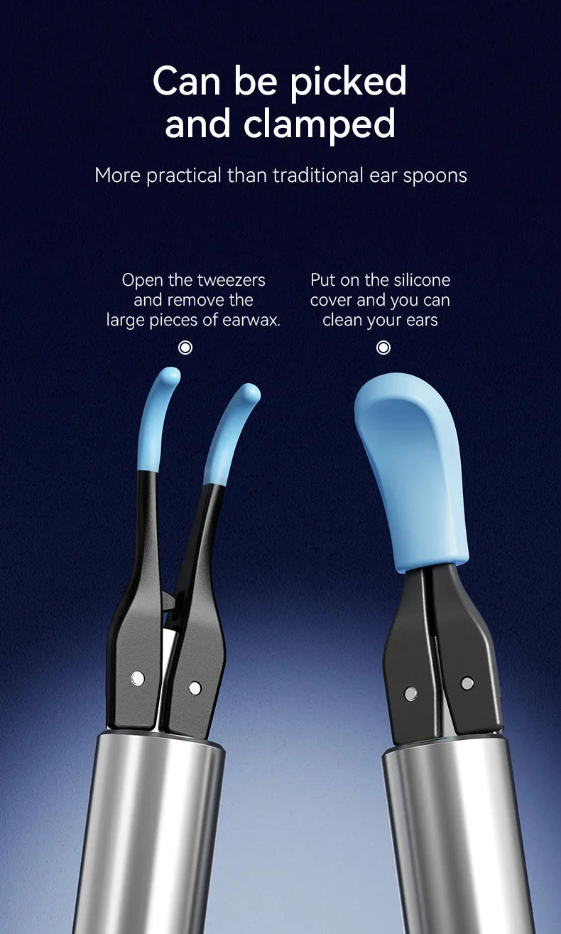 WiFi 3-in-1 Ear Otoscope- HD Camera 360° Precision Robotic Tweezer & Gentle Silicone Earpick