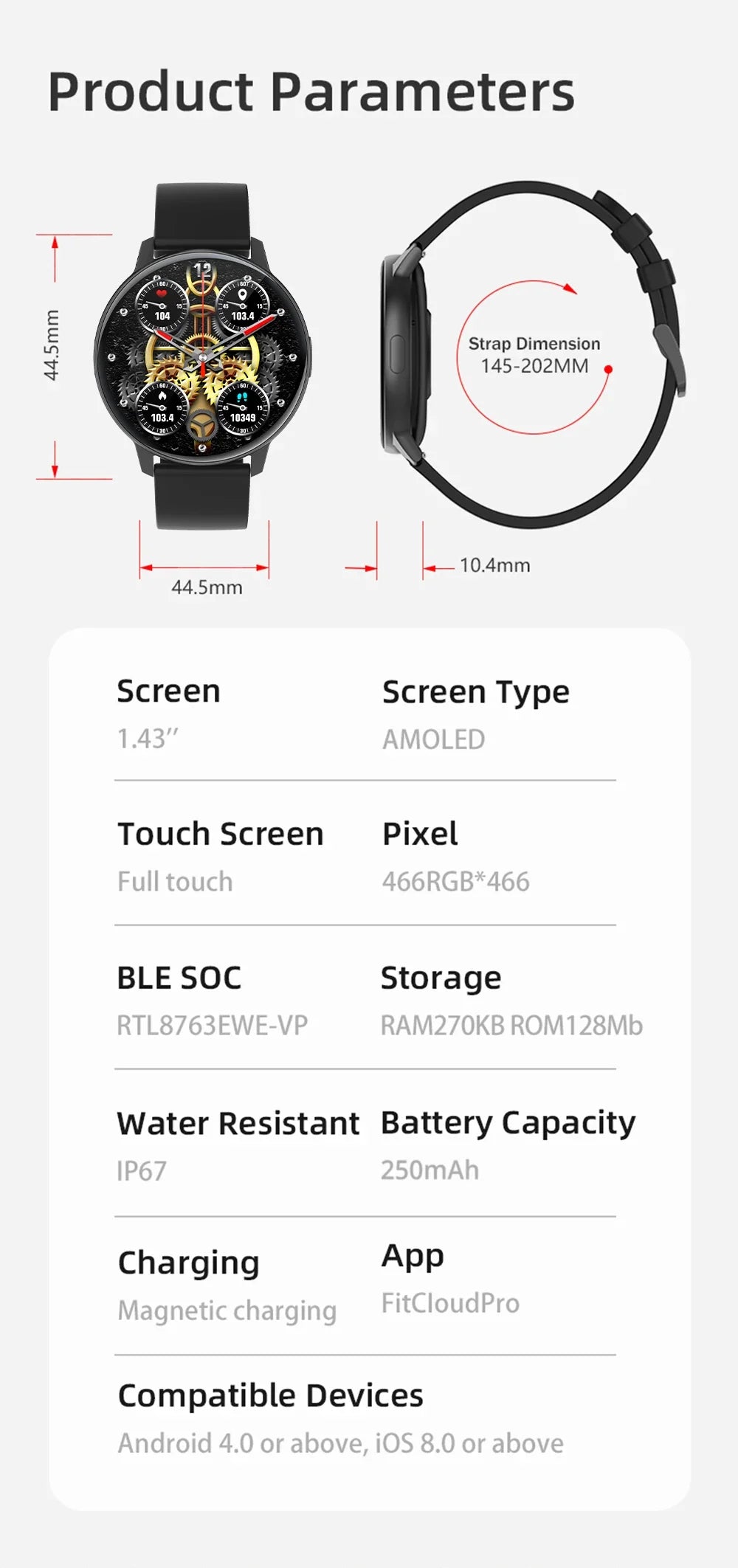 COLMI 1.43'' Large Display Android& IOS Smartwatch for Seniors