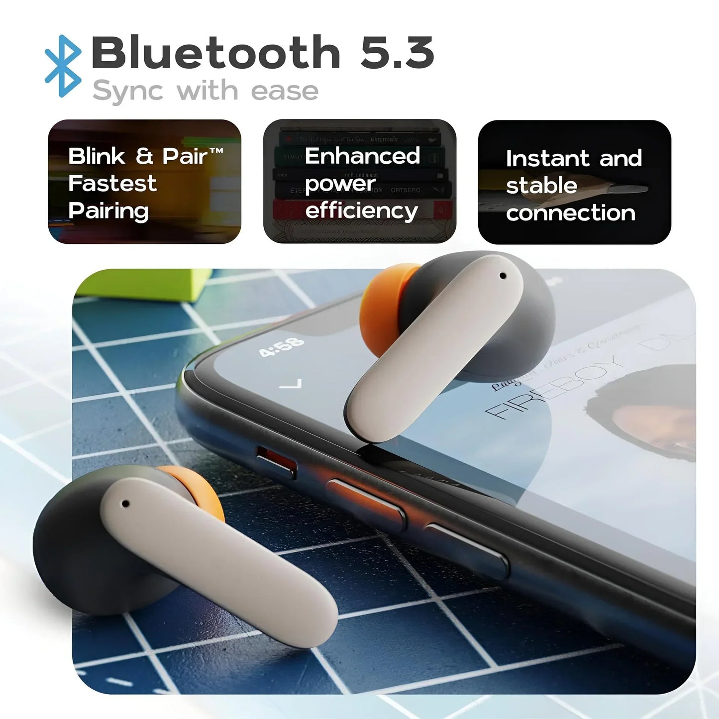 TWS Dual Microphone Earphones with Active Noise Cancellation & Ultra-low Latency