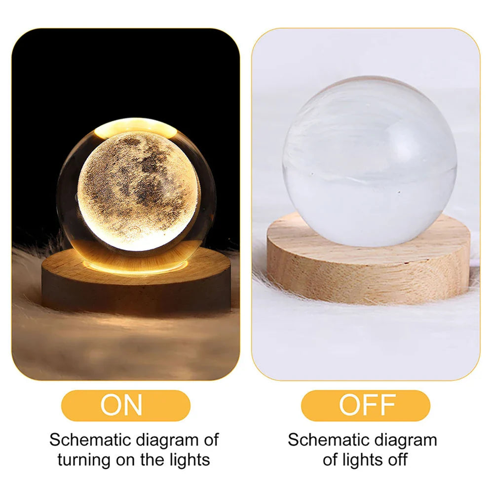 Unique USB Night Light 3D LED Crystal Ball with Galaxy Projections