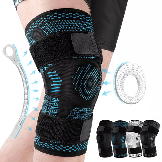 Knee Support Compression Gel Sleeve with Side Stabilizers & Velcro Straps