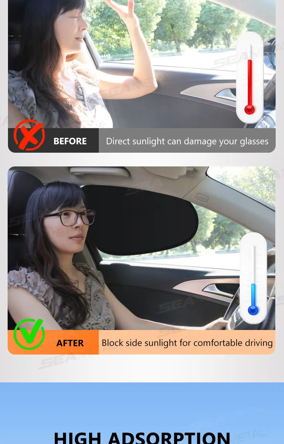 Glare Reduction & Skin Protection Electrostatic Car Window UV Blocking Sun Shade