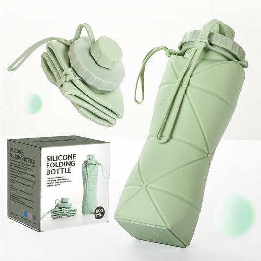 Folding 600ml Temperature-Resistant Silicone Water Bottle