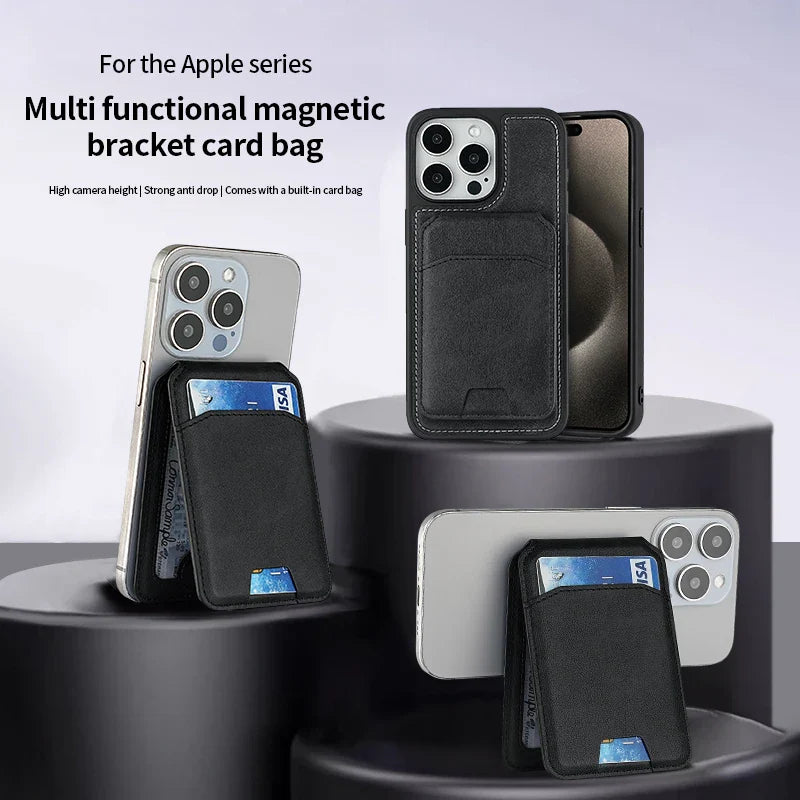 MagSafe 3-in-1 RFID-Blocking Magnetic Card Holder with Adjustable iPhone Stand