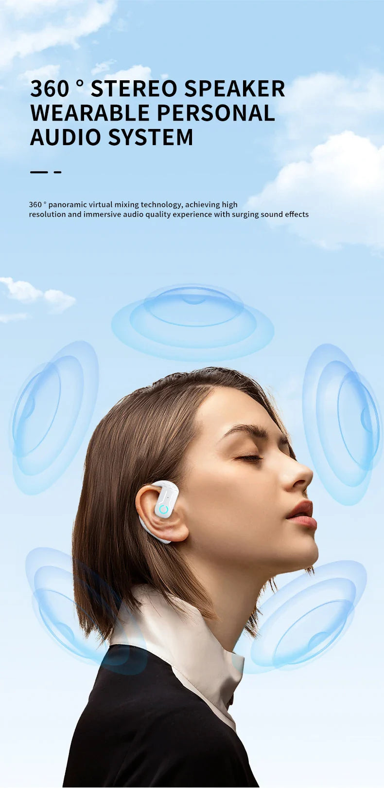 Comfort-Fit 180°Rotation Crystal Clear Calls & ENC Noise Reduction Stereo Sound Headset