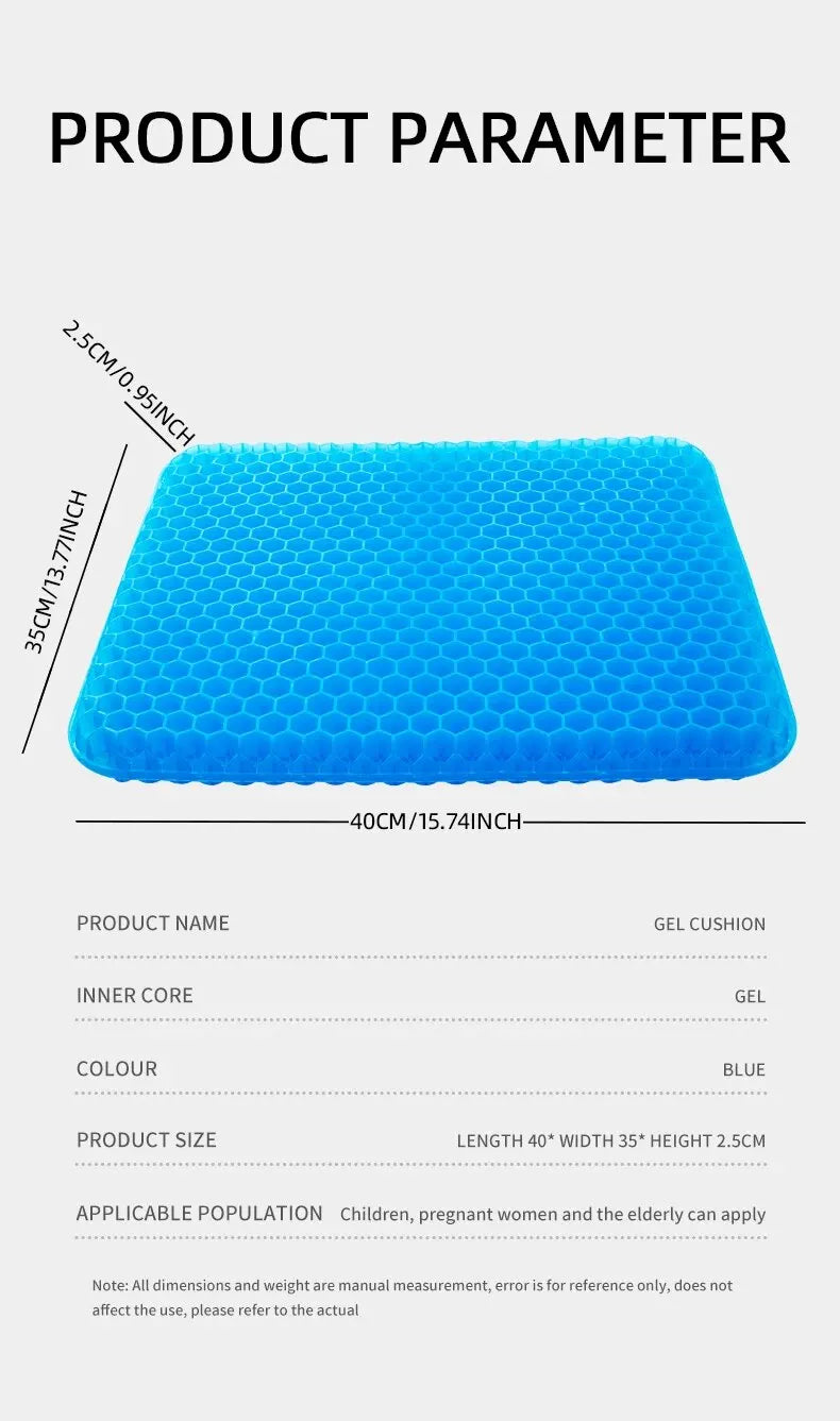 Ergonomic Shock-Absorbing Pressure Relief All-Day Comfort Gel Honeycomb Cushion