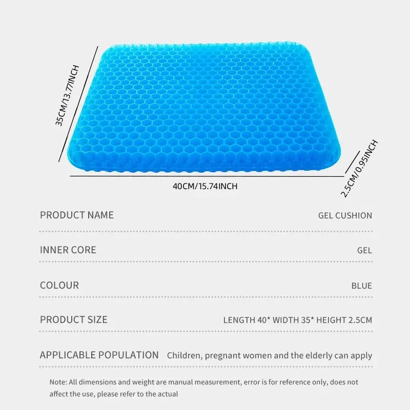 Ergonomic Shock-Absorbing Pressure Relief All-Day Comfort Gel Honeycomb Cushion