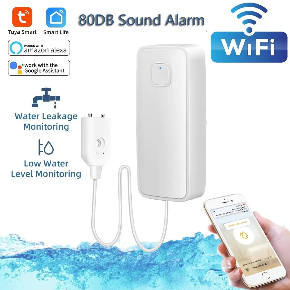 Smart WiFi Water Leak / Overflow Level Remote Detector & Sound Alarm System