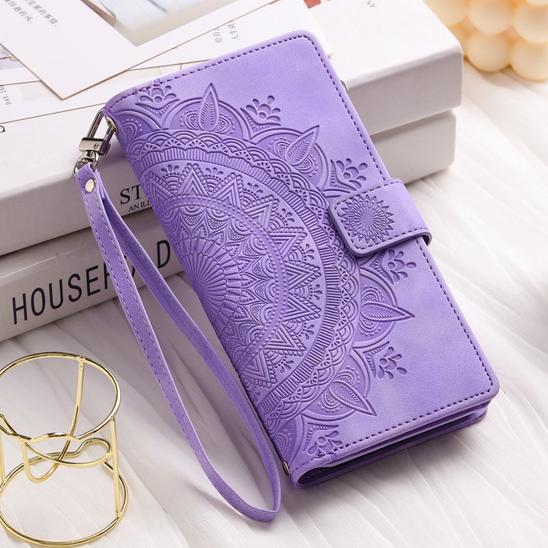 Full Screen Protection Deluxe Zipper Wallet Case with Foldable Kickstand for iPhone