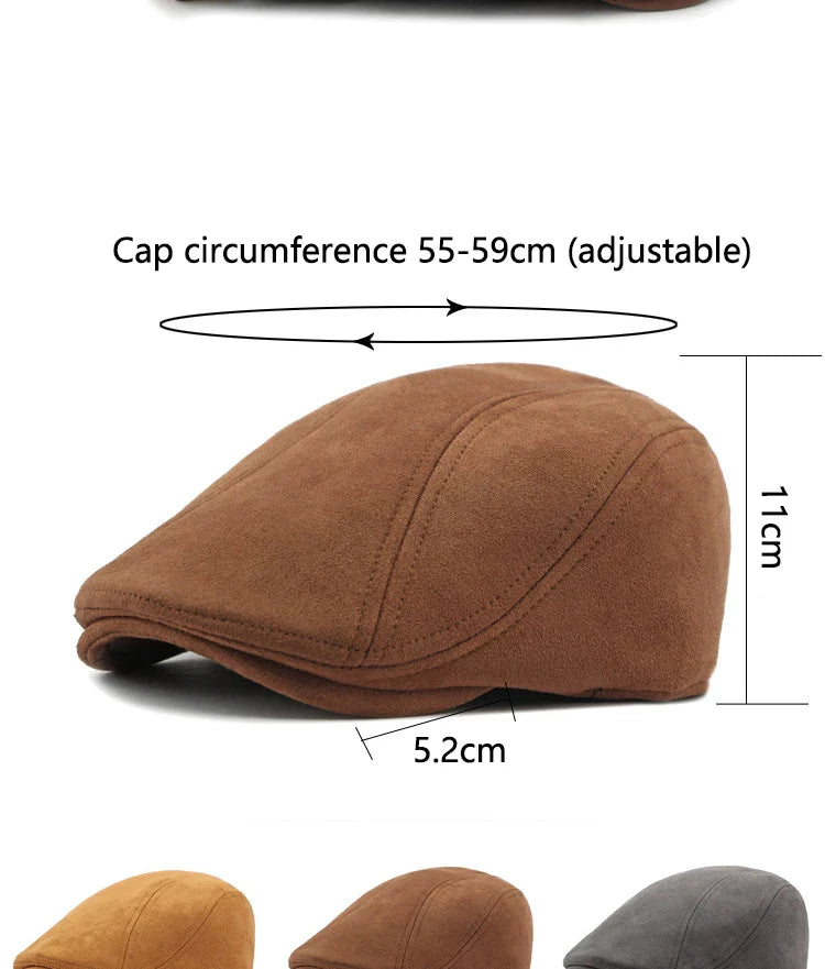 Vintage Suede-Look Flat Cap for Autumn & Winter