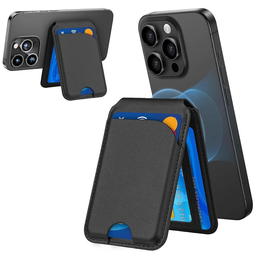 MagSafe 3-in-1 RFID-Blocking Magnetic Card Holder with Adjustable iPhone Stand