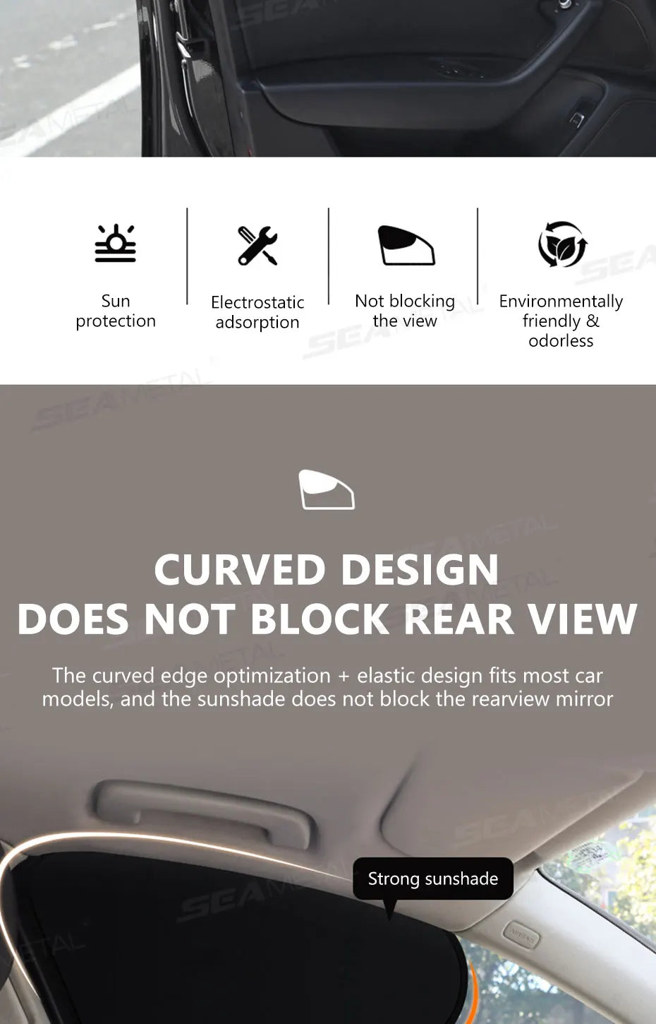 Glare Reduction & Skin Protection Electrostatic Car Window UV Blocking Sun Shade