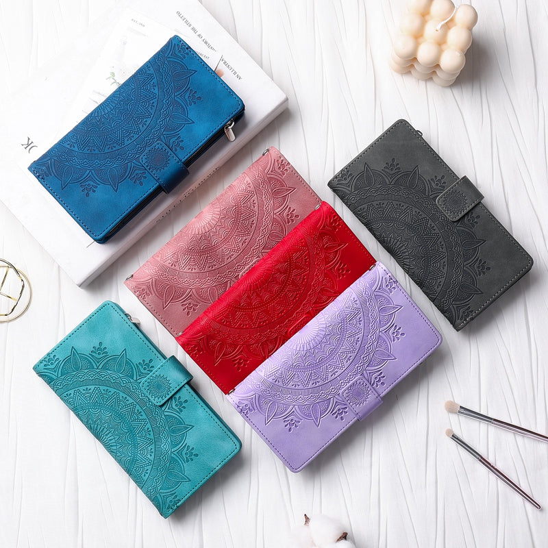 Full Screen Protection Deluxe Zipper Wallet Case with Foldable Kickstand for iPhone