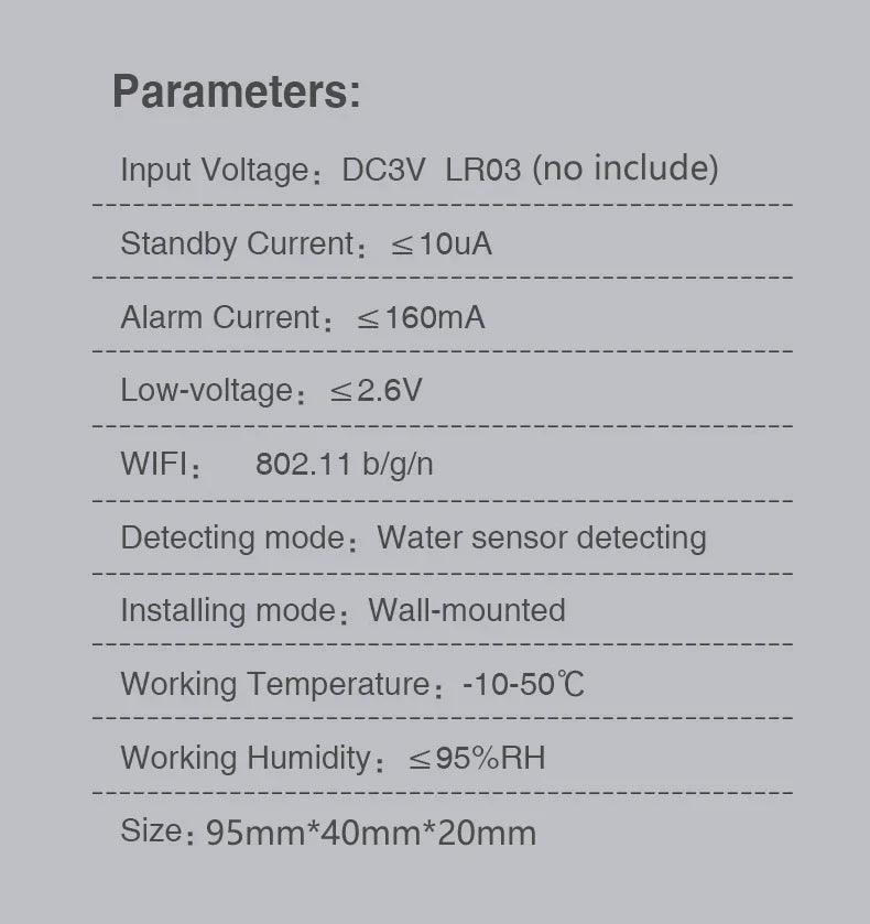 Smart WiFi Water Leak / Overflow Level Remote Detector & Sound Alarm System