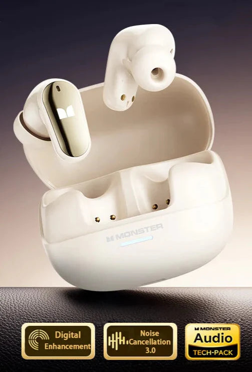 Monster Bluetooth 5.4 Dual Mode HIFI Stereo & HD Calls with Noise Reduction Earphones