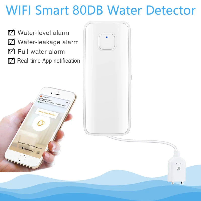 Smart WiFi Water Leak / Overflow Level Remote Detector & Sound Alarm System