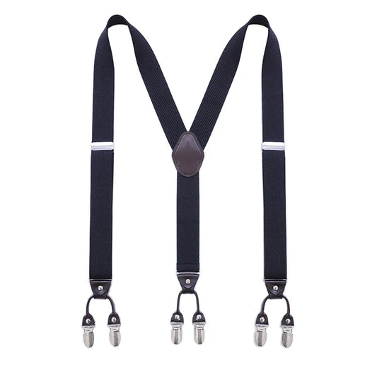 Big & Tall Friendly- Vintage Heavy Duty 6 Metal Clips Suspenders