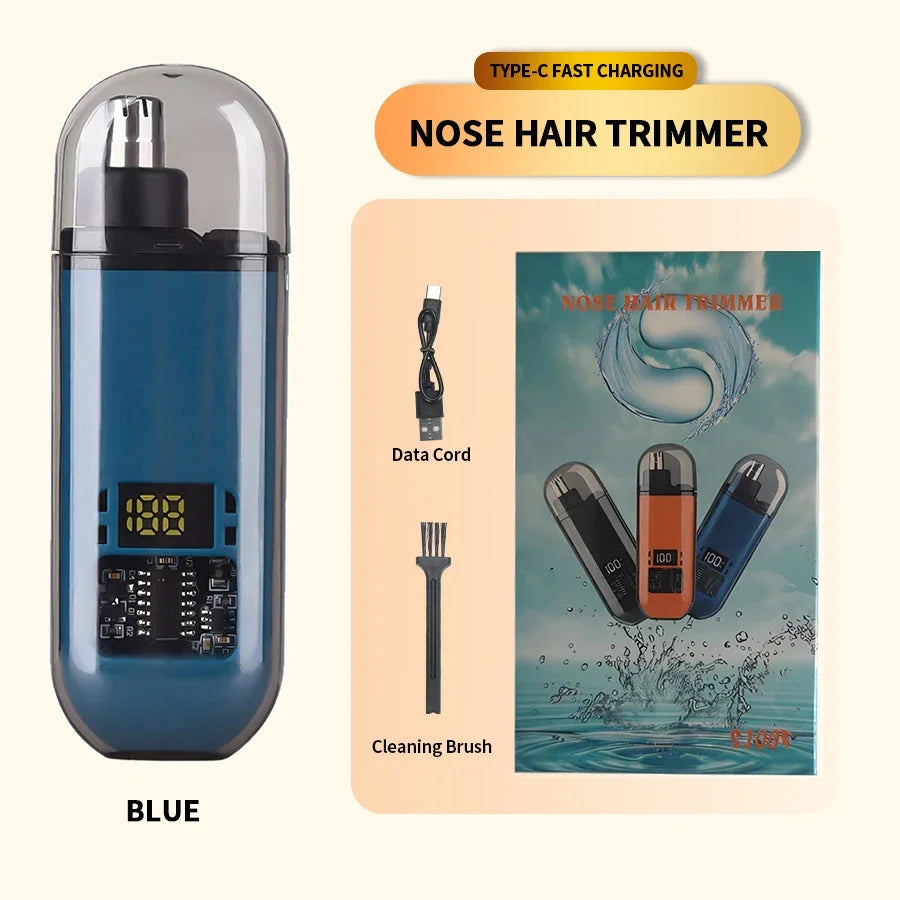 Professional 2 In 1 Rechargeable Ear & Nose Hair Trimmer Clipper with Battery Display