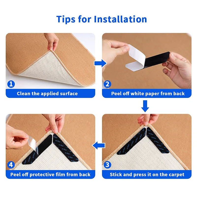 Carpet Non-slip Anti Curling Reusable Washable Stickers (16pcs)