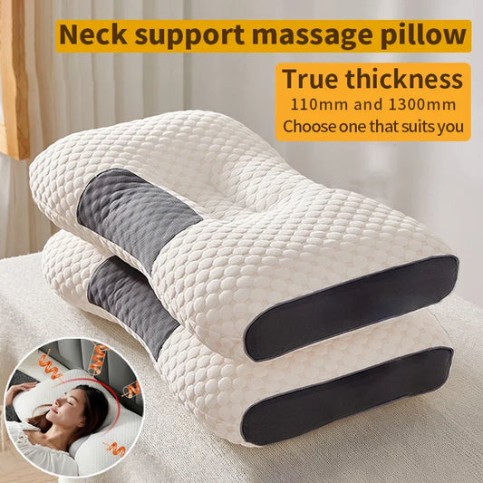 Cervical Support Orthopedic Neck Pillow with 3D Massage & Antibacterial Breathable Mesh