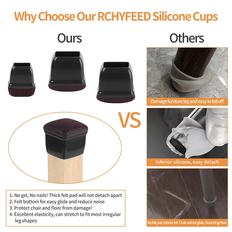 Furniture Leg Silicone Floor Protectors Pad Cups