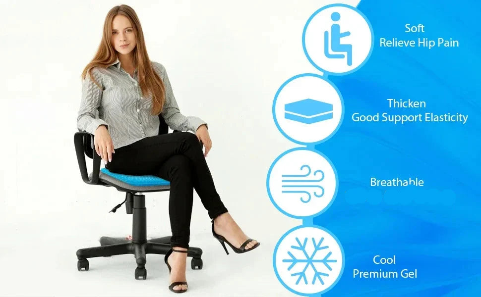 Ergonomic Shock-Absorbing Pressure Relief All-Day Comfort Gel Honeycomb Cushion