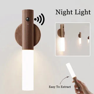 Magnetic Wooden Style Portable Rechargeable LED Wall Lamp