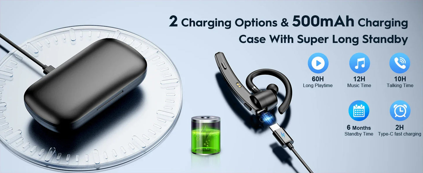 Bee M53 Dual-Mic Noise Cancelling Hi-Fi Audio Lightweight Headset with Charging Case