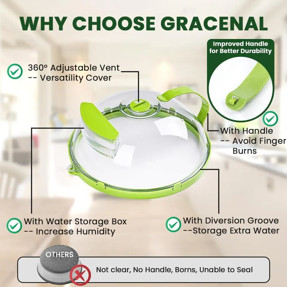 MoistureLock Smart Microwave Splatter Cover with Built-in Hydration for Soft & Juicy Food